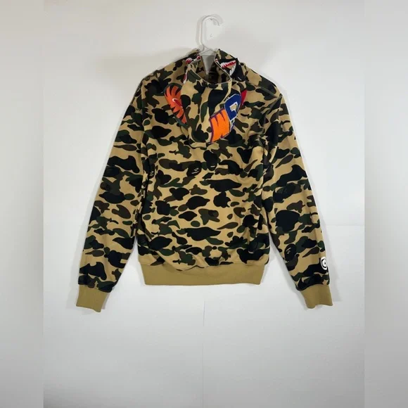 A Bathing Ape Bape ABC Green Camo Shark Full Zip Up Hoodie Medium Mens WGM